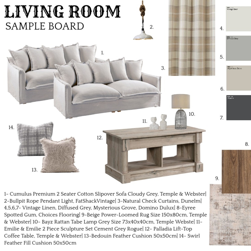 Living Room- Sample Board II Mood Board by Katy Mortimer on Style Sourcebook