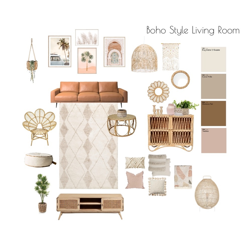 Boho Style Living Room Mood Board by christinegarcia on Style Sourcebook