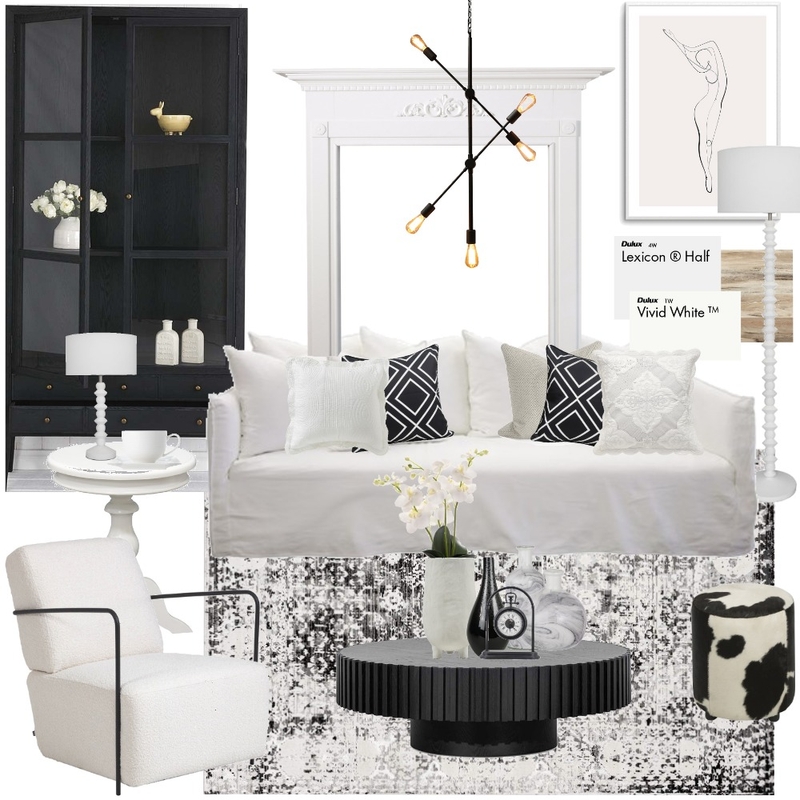 Black and white living Mood Board by Decor n Design on Style Sourcebook