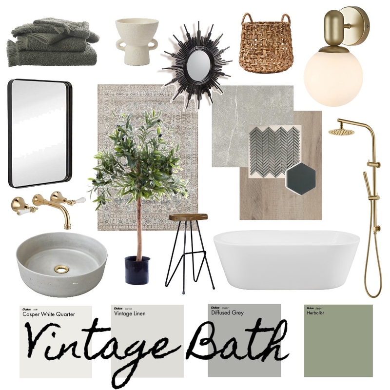 Vintage Bath Mood Board by Haven Home Styling on Style Sourcebook