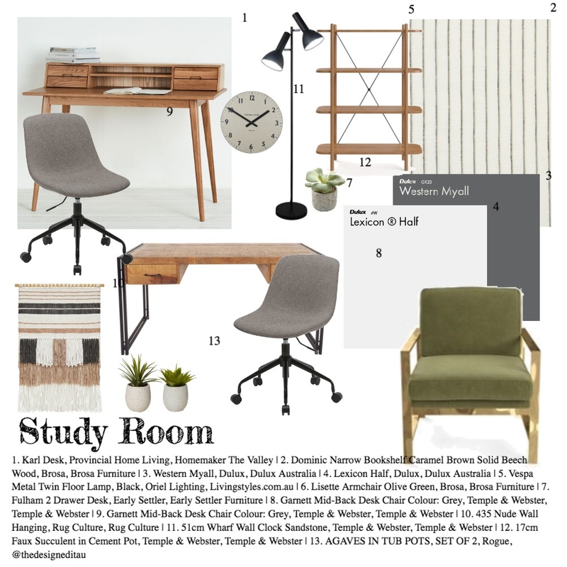 Module 9 - Study Room Mood Board by Gabby Francisco on Style Sourcebook