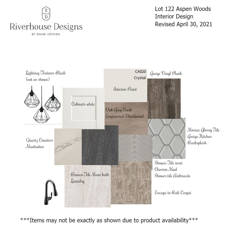 Lot 122 Aspen Woods interior Mood Board by Riverhouse Designs on Style Sourcebook