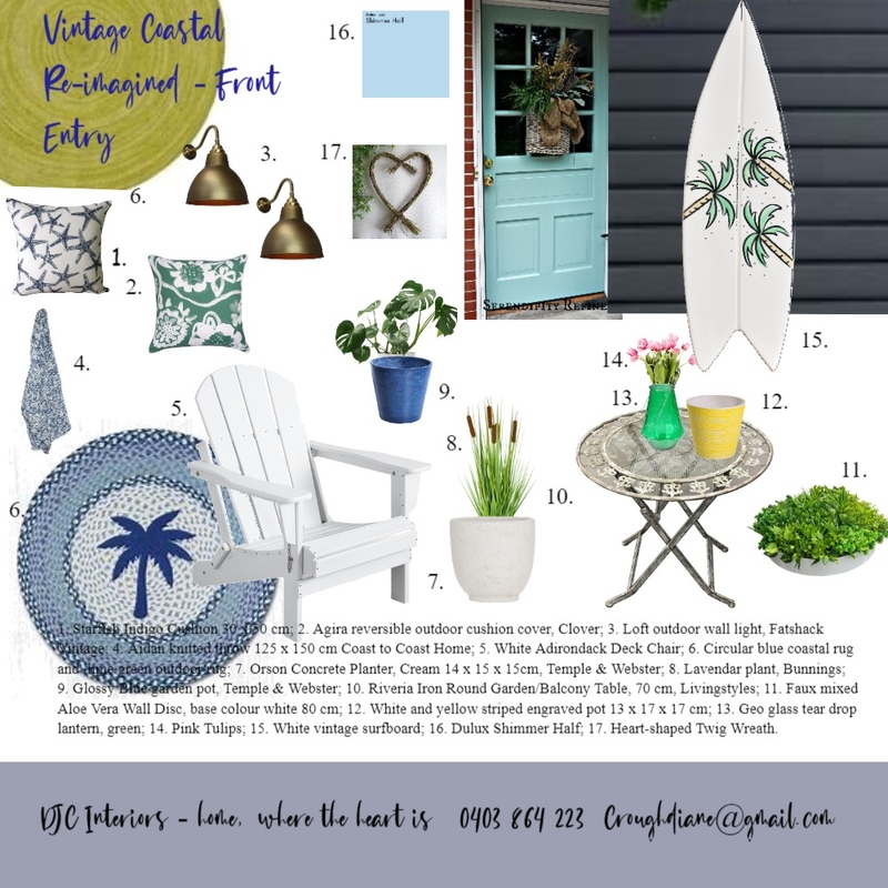 Vintage Coastal Reimagined Front Facade Mood Board by Mz Scarlett Interiors on Style Sourcebook