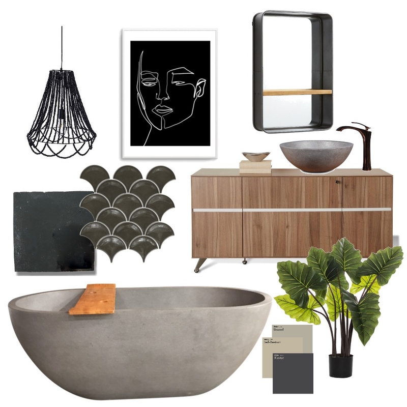 Moody bathroom Mood Board by aalia on Style Sourcebook