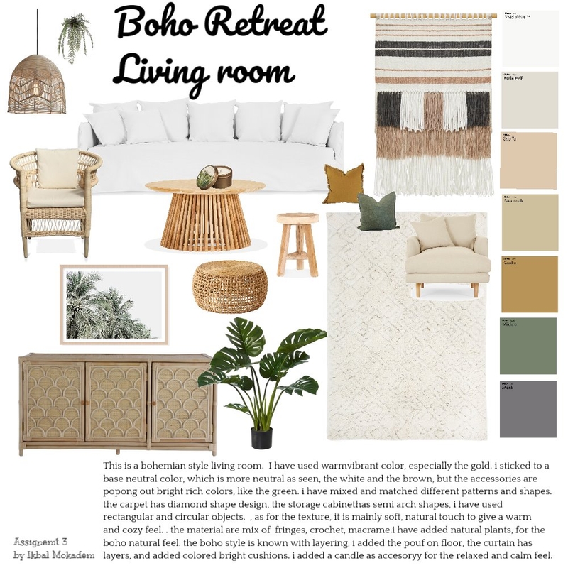 Assignment 3: Boho Retreat Mood Board by lulumokadem7 on Style Sourcebook