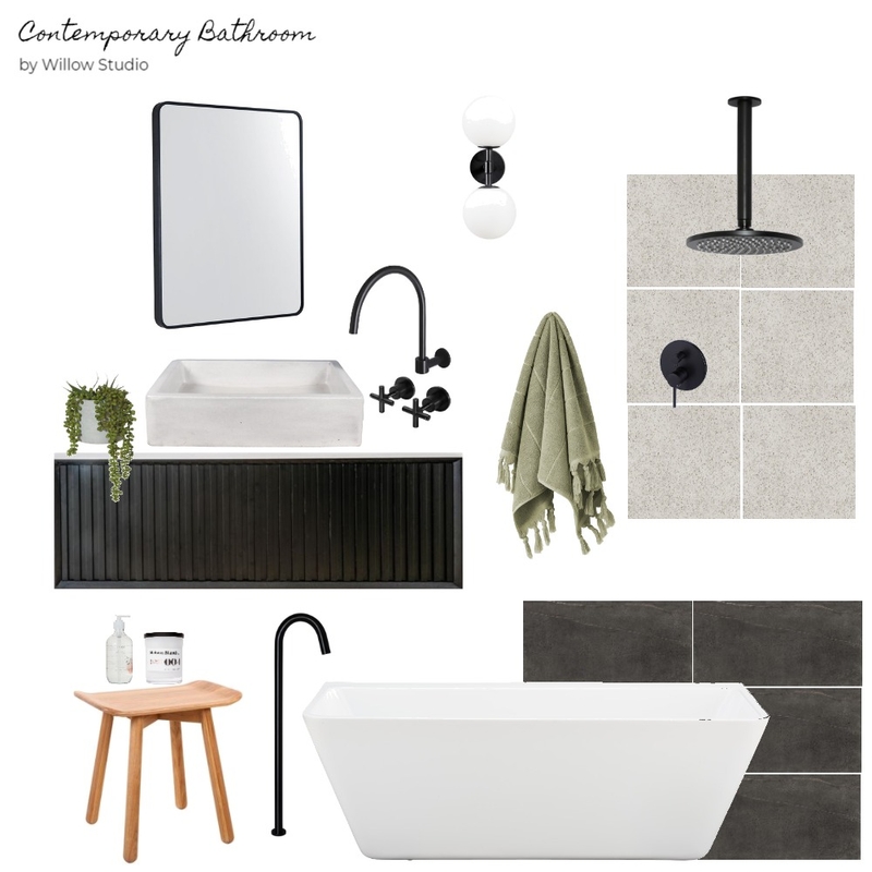 Moody Bathroom Mood Board by Willow Studio on Style Sourcebook
