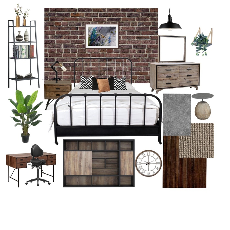 INDUSTRIAL BEDROOM Mood Board by payal thakre on Style Sourcebook