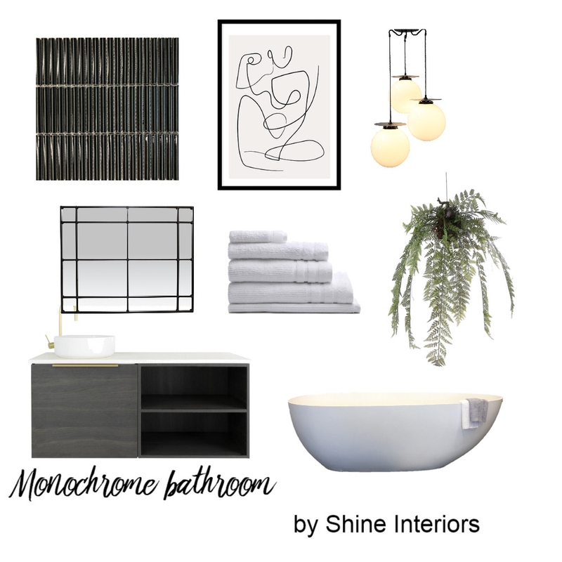 Monochrome Bathroom Mood Board by Shine Interiors on Style Sourcebook