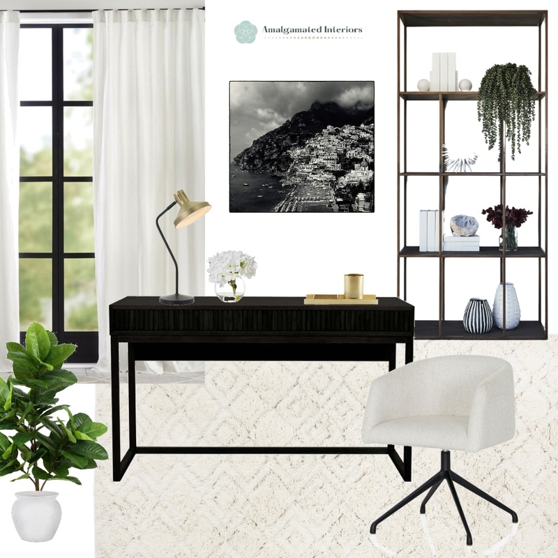 Monochrome Home Office Mood Board by Amalgamated Interiors on Style Sourcebook