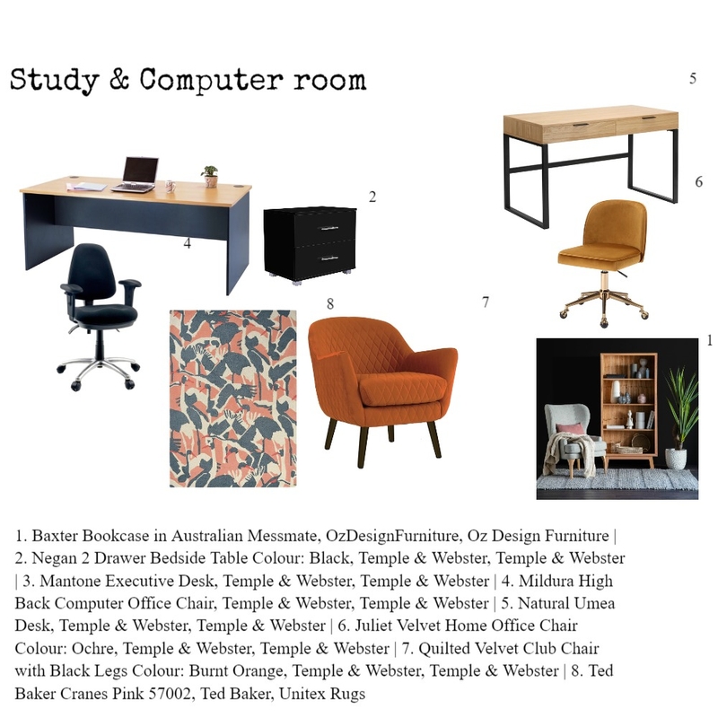 Study & Computer room Mood Board by Dona j Designs on Style Sourcebook