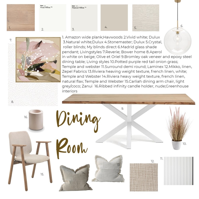 Dining room Mood Board by Jungle Bambi Designs on Style Sourcebook