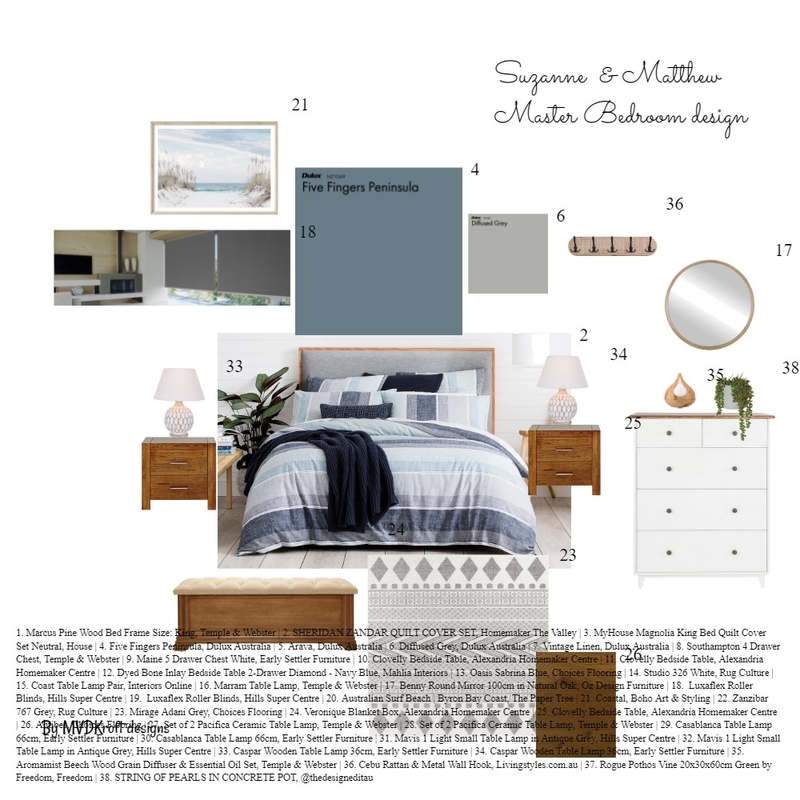 Suzanne & Matthew Master Bedroom Mood Board by Mvdkroft on Style Sourcebook