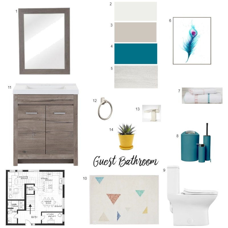 Sample board Assignment 9 - Guest Bathroom Mood Board by Ralitsa on Style Sourcebook