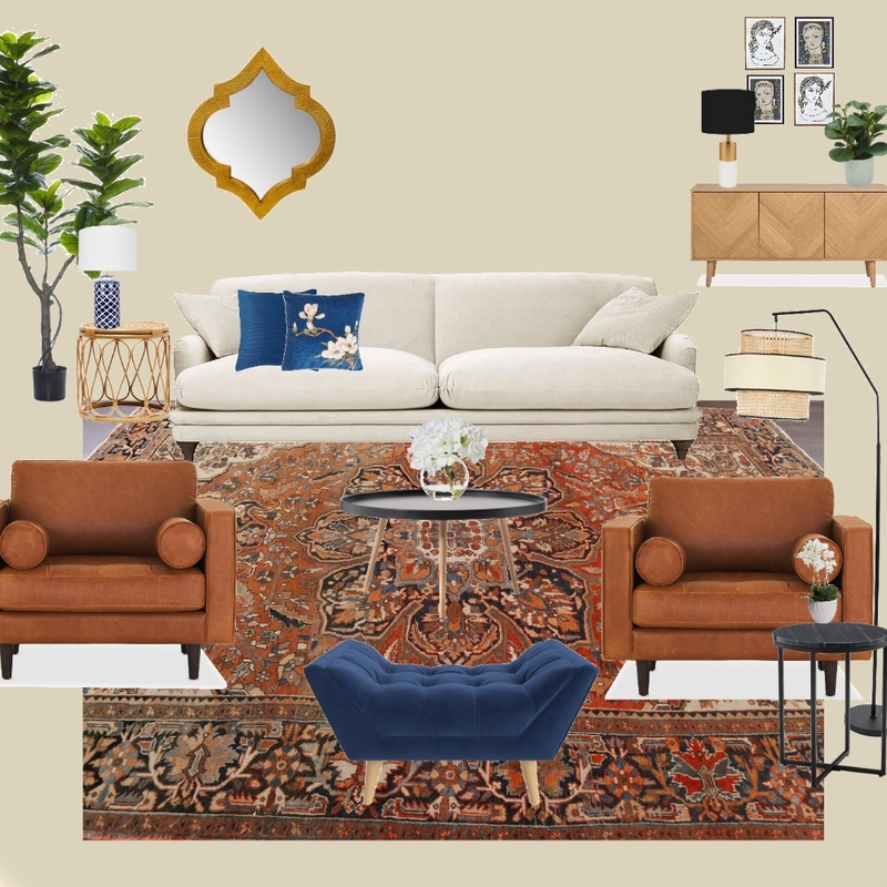 living room blue orange Mood Board by Jaleh on Style Sourcebook