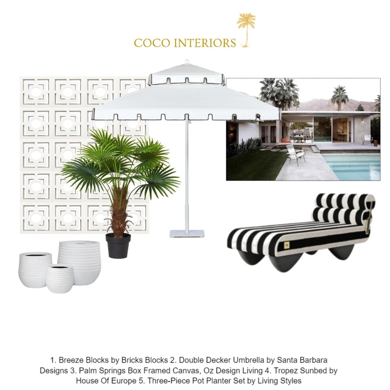 Palm Springs Pool Area Mood Board by Coco Interiors on Style Sourcebook