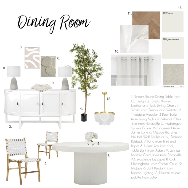 Dining Room Moodboard Mood Board by undefined on Style Sourcebook