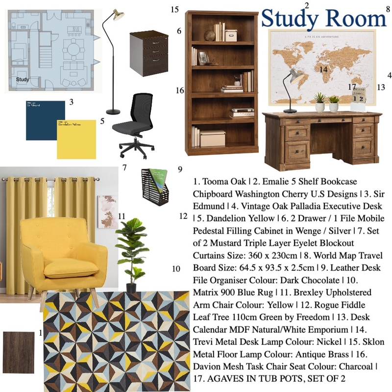 Study Room Mood Board by Bradisha Benjamin on Style Sourcebook