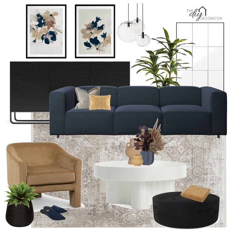 Navy mustard Mood Board by Thediydecorator on Style Sourcebook