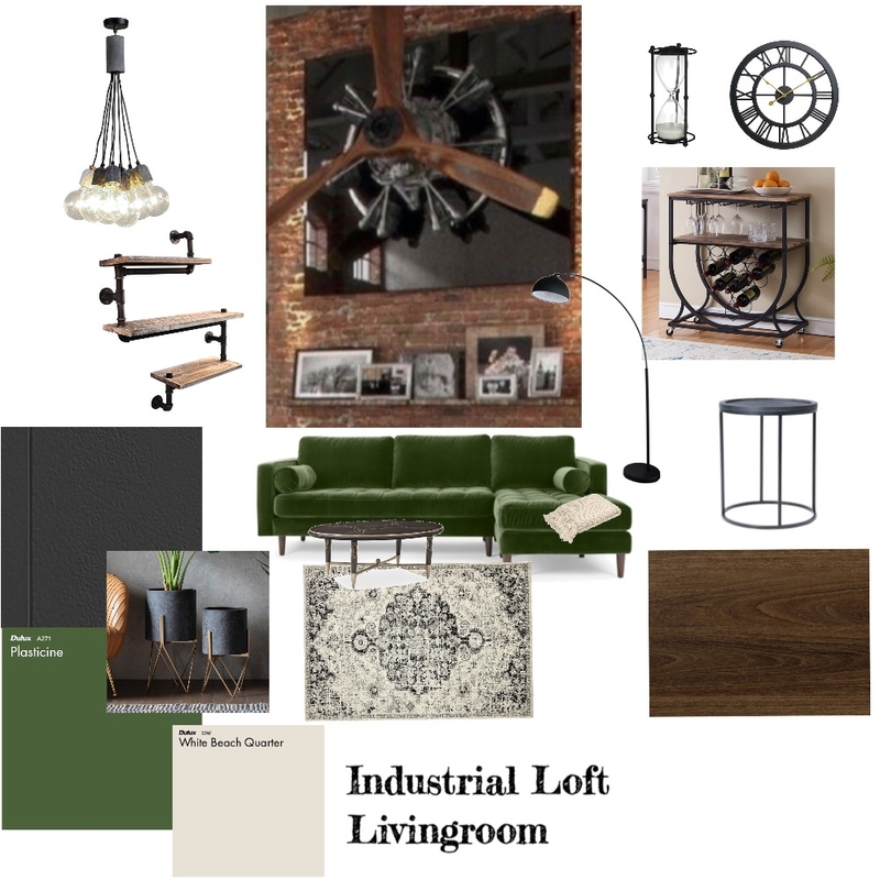 Industrial Loft Livingroom Mood Board by cella on Style Sourcebook