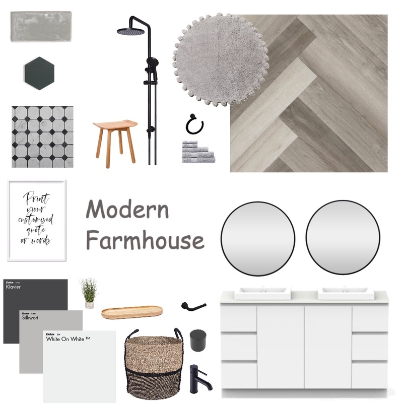 Modern Farmhouse Bathroom Mood Board by TiaLukehart on Style Sourcebook