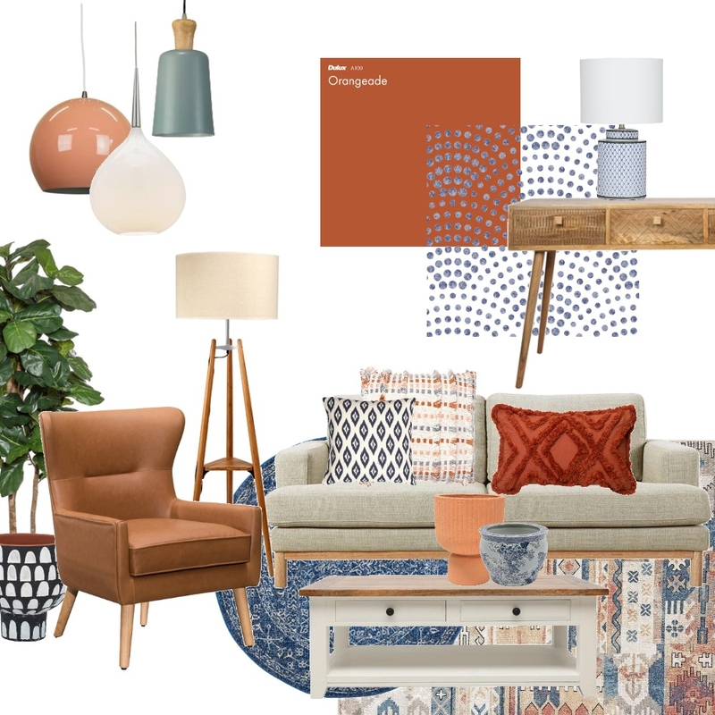 orange blue retro Mood Board by aeshaosman on Style Sourcebook