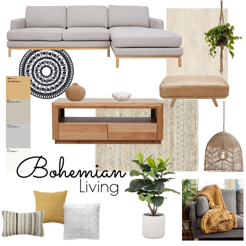 Bohemian Living Mood Board by KoziSpace on Style Sourcebook