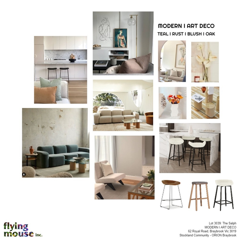 The Salph: Modern Art deco I Teal I tan I blush I oak Mood Board by Flyingmouse inc on Style Sourcebook