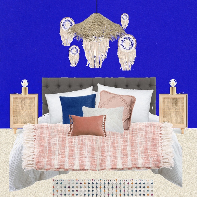 Julie Herbain bed 1 with filament lamps and dream catchers Mood Board by Laurenboyes on Style Sourcebook