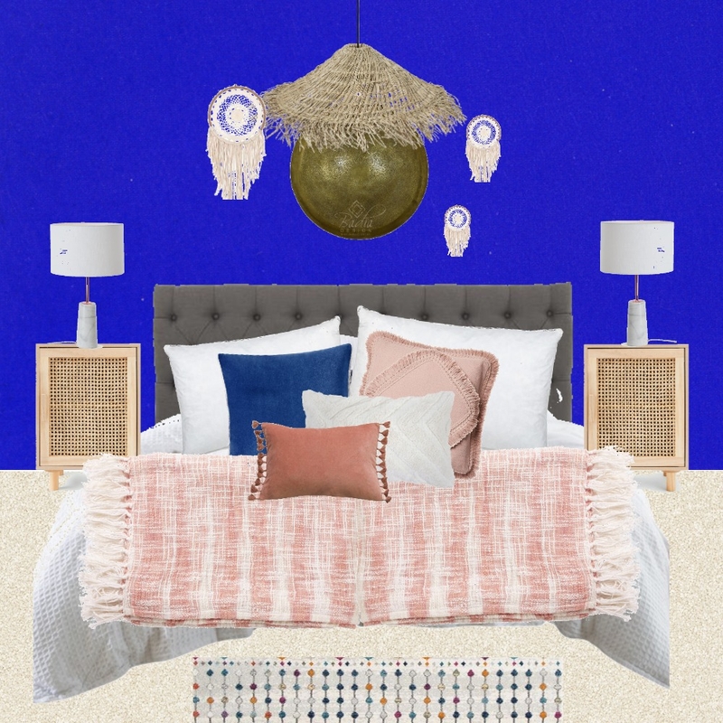 Julie Herbain bed 1 with white lamps, sheild + dreamcatchers and pendant Mood Board by Laurenboyes on Style Sourcebook