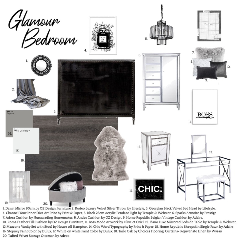 Glamour Bedroom Mood Board by Lanaishar on Style Sourcebook