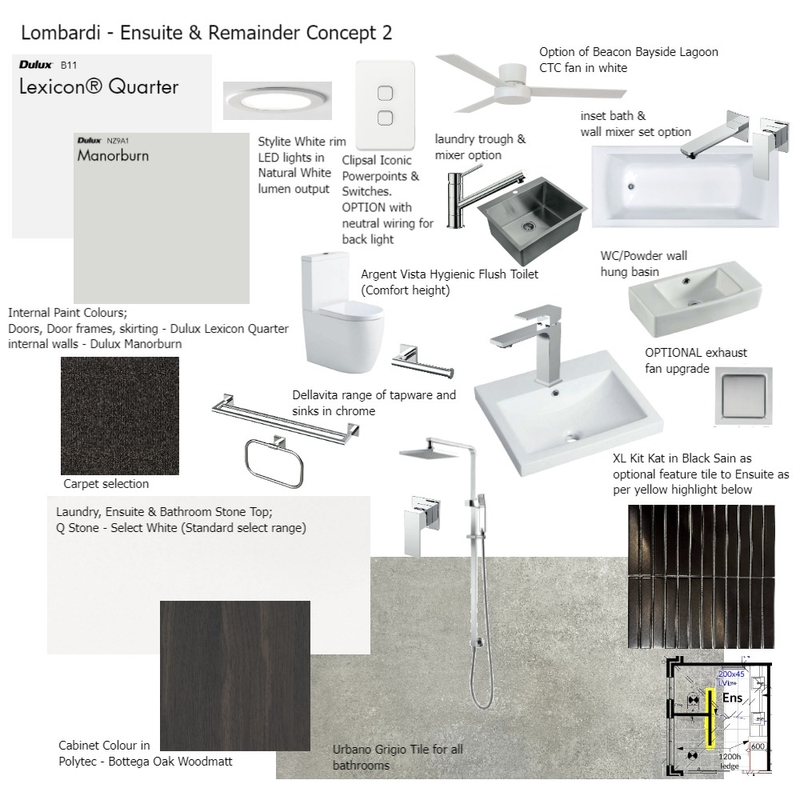 Lombardi - Ensuite & Remainder Concept 2 Mood Board by klaudiamj on Style Sourcebook