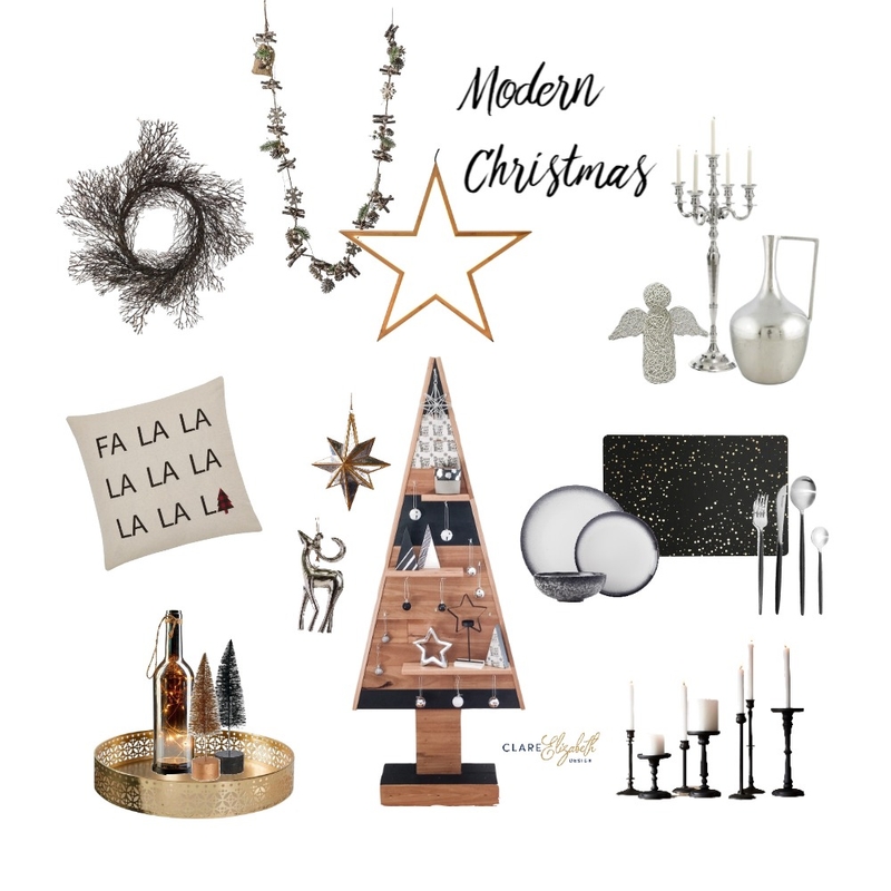 Modern Christmas Mood Board by Clare Elizabeth Design on Style Sourcebook