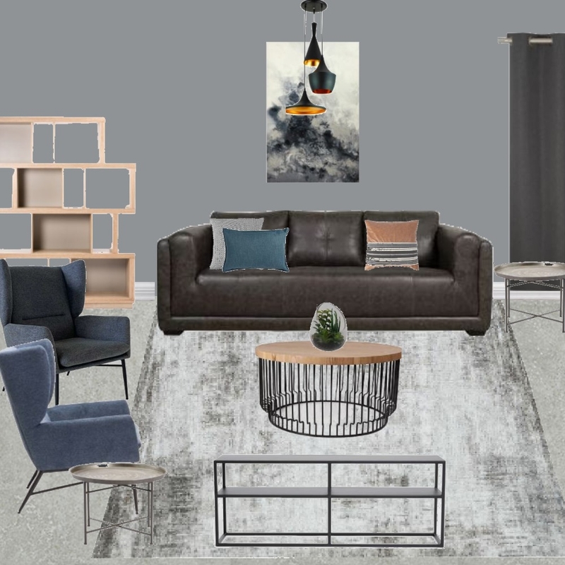 L4 -LIVING ROOM -INDUSTRIAL BLUE/BROWN Mood Board by Taryn on Style Sourcebook