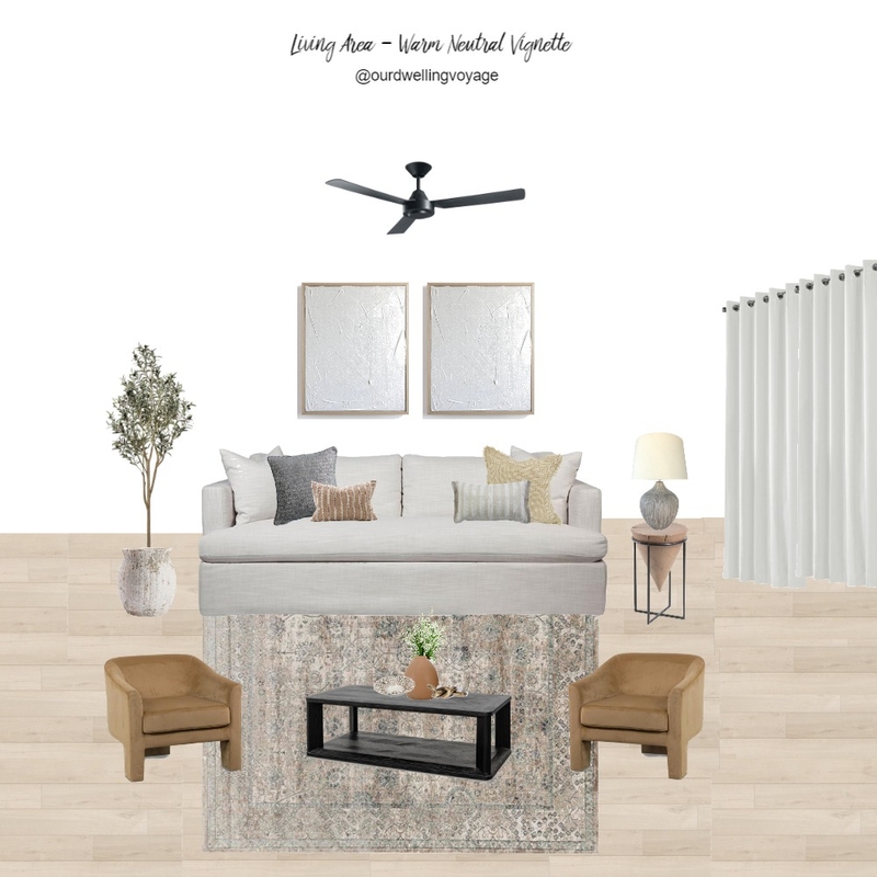 Living Area - Warm Neutral Vignette Mood Board by Casa Macadamia on Style Sourcebook