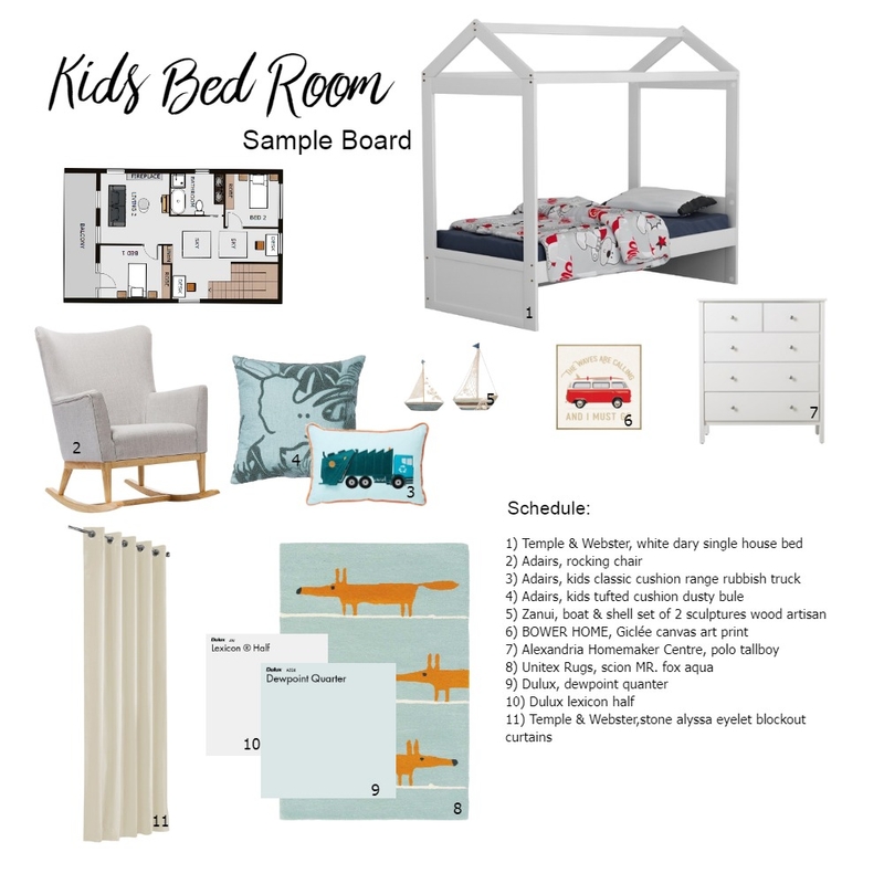 Sample board Kids bed room Mood Board by Angie63 on Style Sourcebook