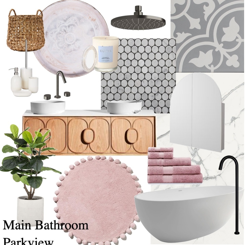 main Bathroom Mood Board by Pink August Design Co on Style Sourcebook