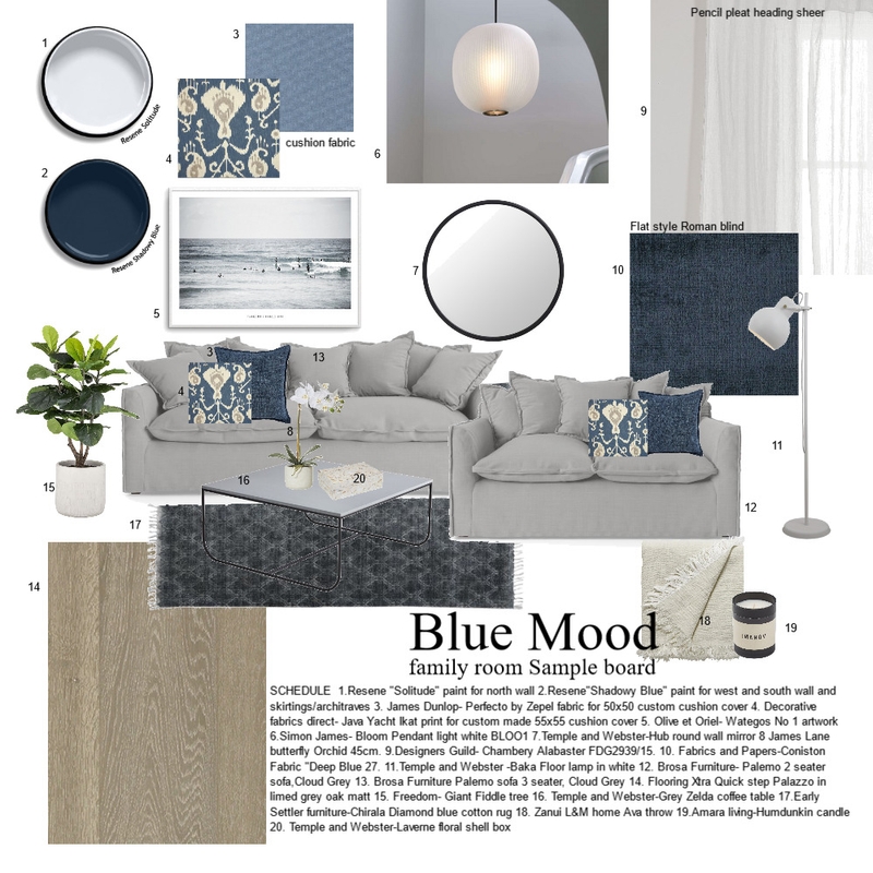 Blue mood- family room Mood Board by Renee Interiors on Style Sourcebook