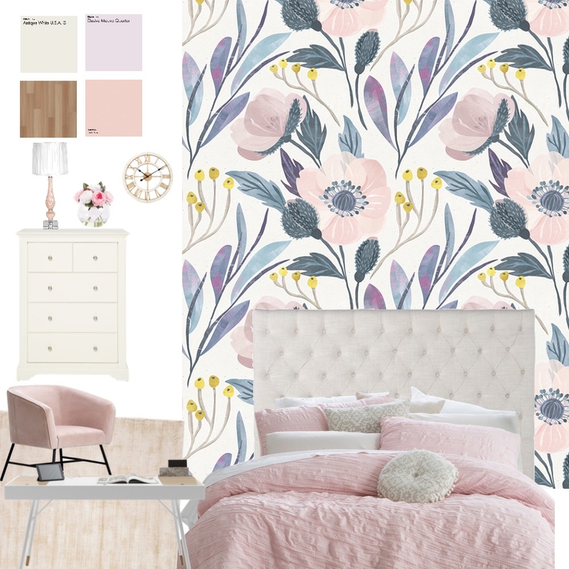 Bed. Pink Mood Board by Stella Permathouli on Style Sourcebook