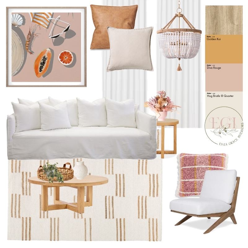 Orange Coastal Living Room Mood Board by Eliza Grace Interiors on Style Sourcebook