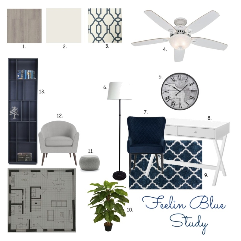 Feelin Blue Study Mood Board by pmohan on Style Sourcebook