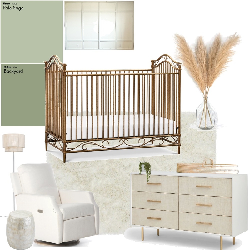 Green/Gold Nursery Mood Board by Rhiannon on Style Sourcebook