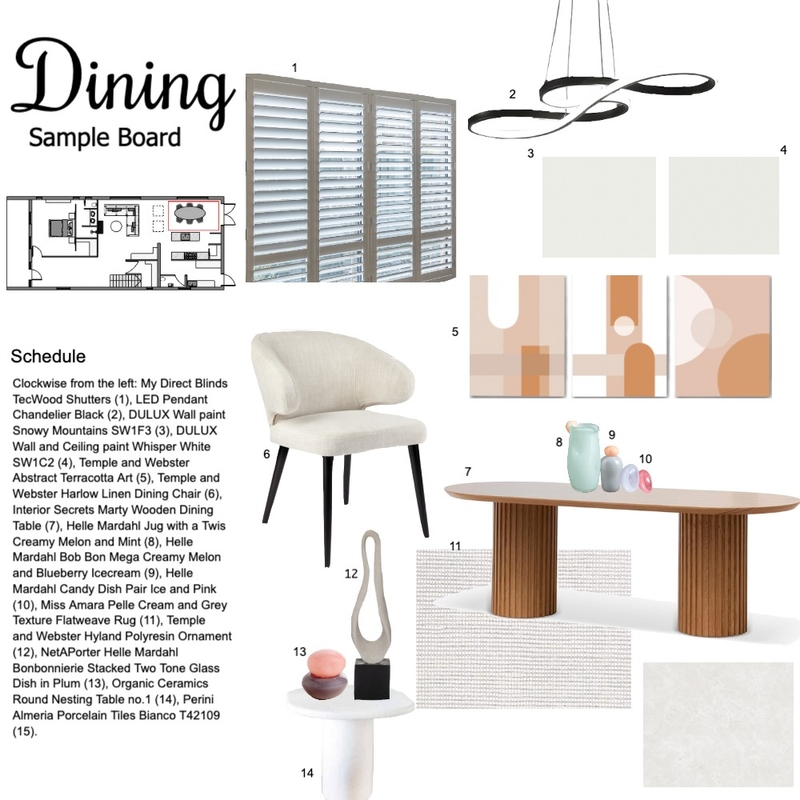 Dining Room Sample Board Mood Board by sgeneve on Style Sourcebook