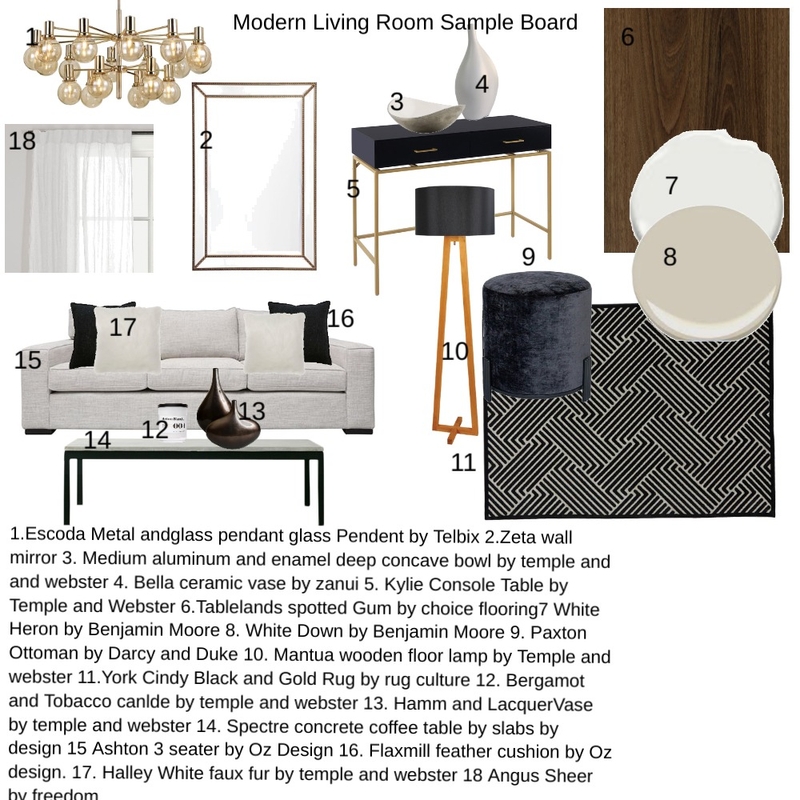 Portfolio Modern LR Sample Board Mood Board by Jessica on Style Sourcebook