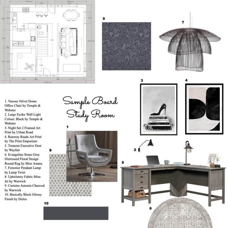 Study Room Sample Board Mood Board by eleonorelo on Style Sourcebook