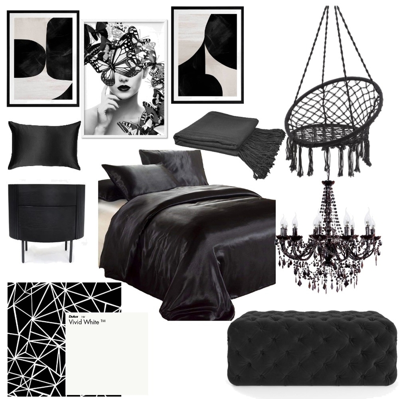 Black and White Bedroom Mood Board by Elaina on Style Sourcebook