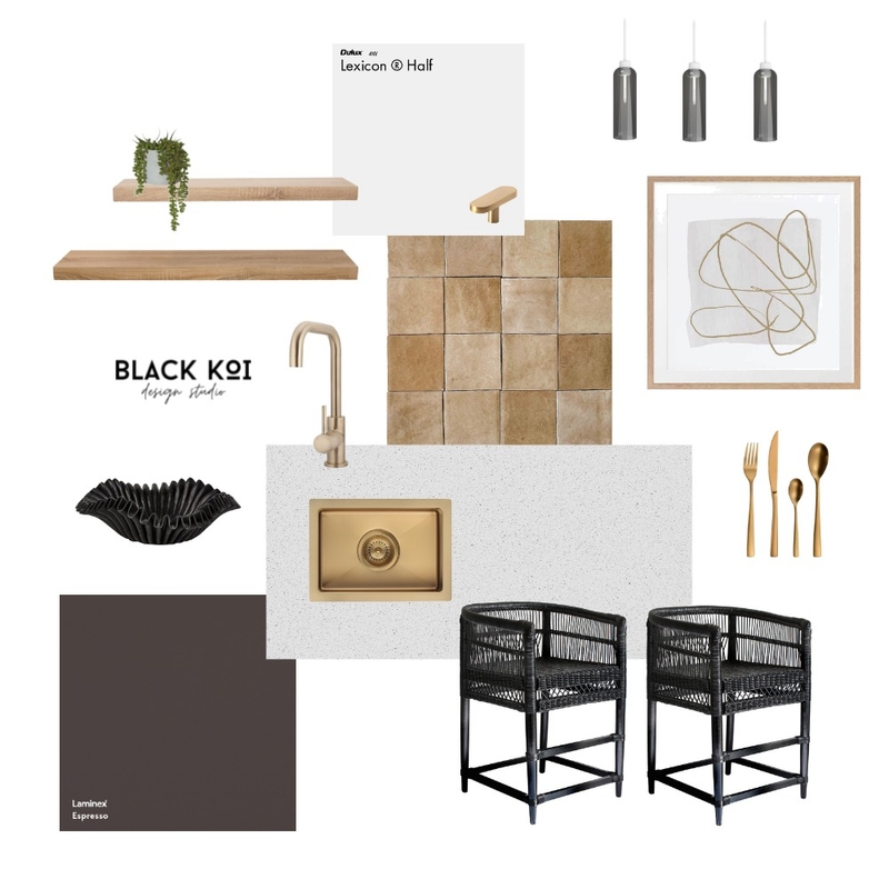 Black Coastal Kitchen Mood Board by Black Koi Design Studio on Style Sourcebook