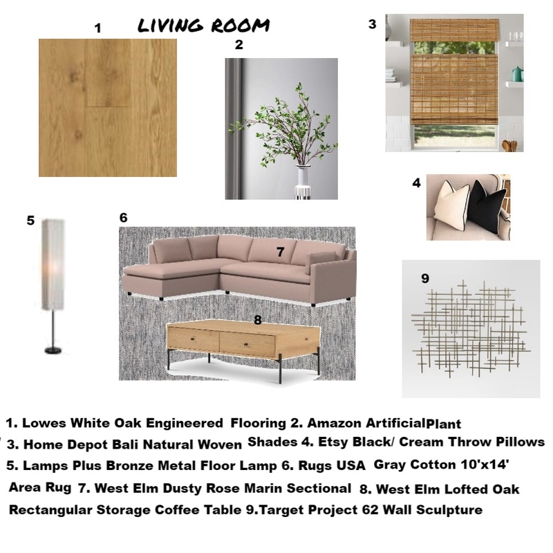 Module 12 - Living Room Sample Board Mood Board by sandyfnorman@gmail.com on Style Sourcebook