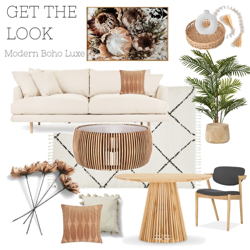 Modern Boho Luxe Mood Board by The Ginger Stylist on Style Sourcebook