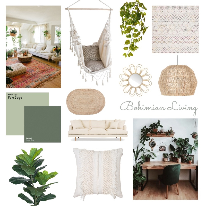 Bohemian Living Mood Board by Kate Hackett on Style Sourcebook