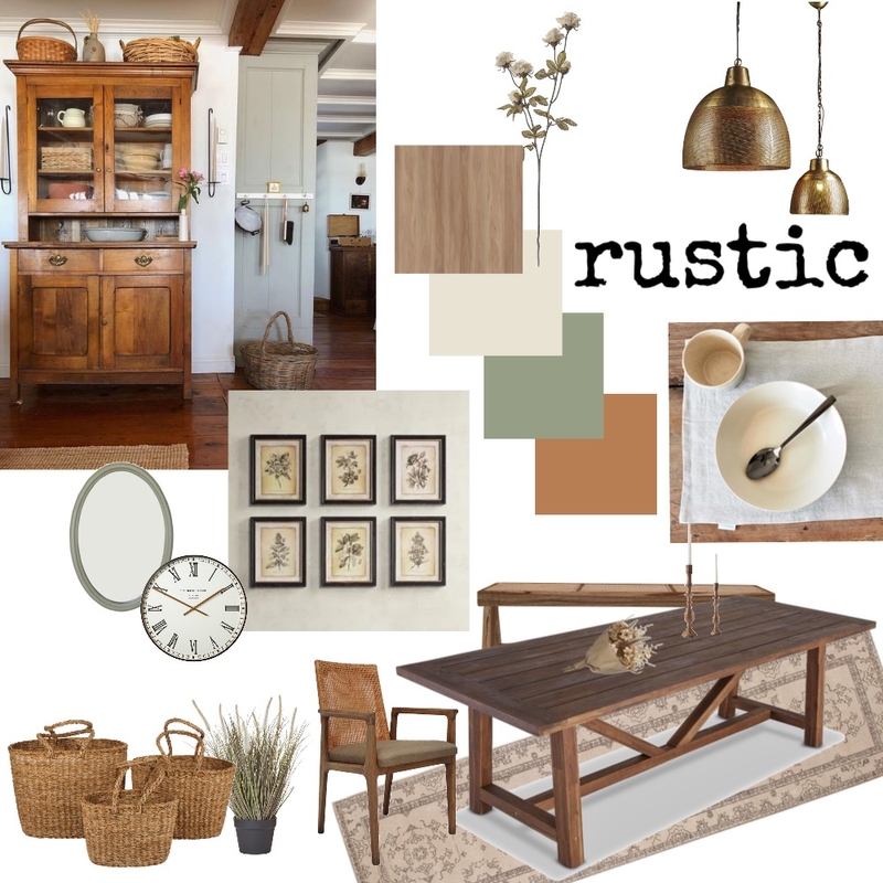 rustic dining room Mood Board by ashleyrosebarbush on Style Sourcebook